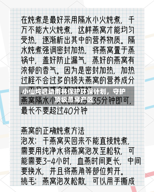 小仙炖启动雨林保护环保计划，守护顶级燕窝产区-第2张图片